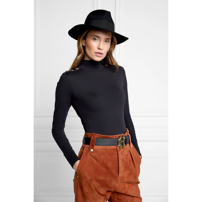 Holland Cooper Trilby Hat Gold Feather - Black-2